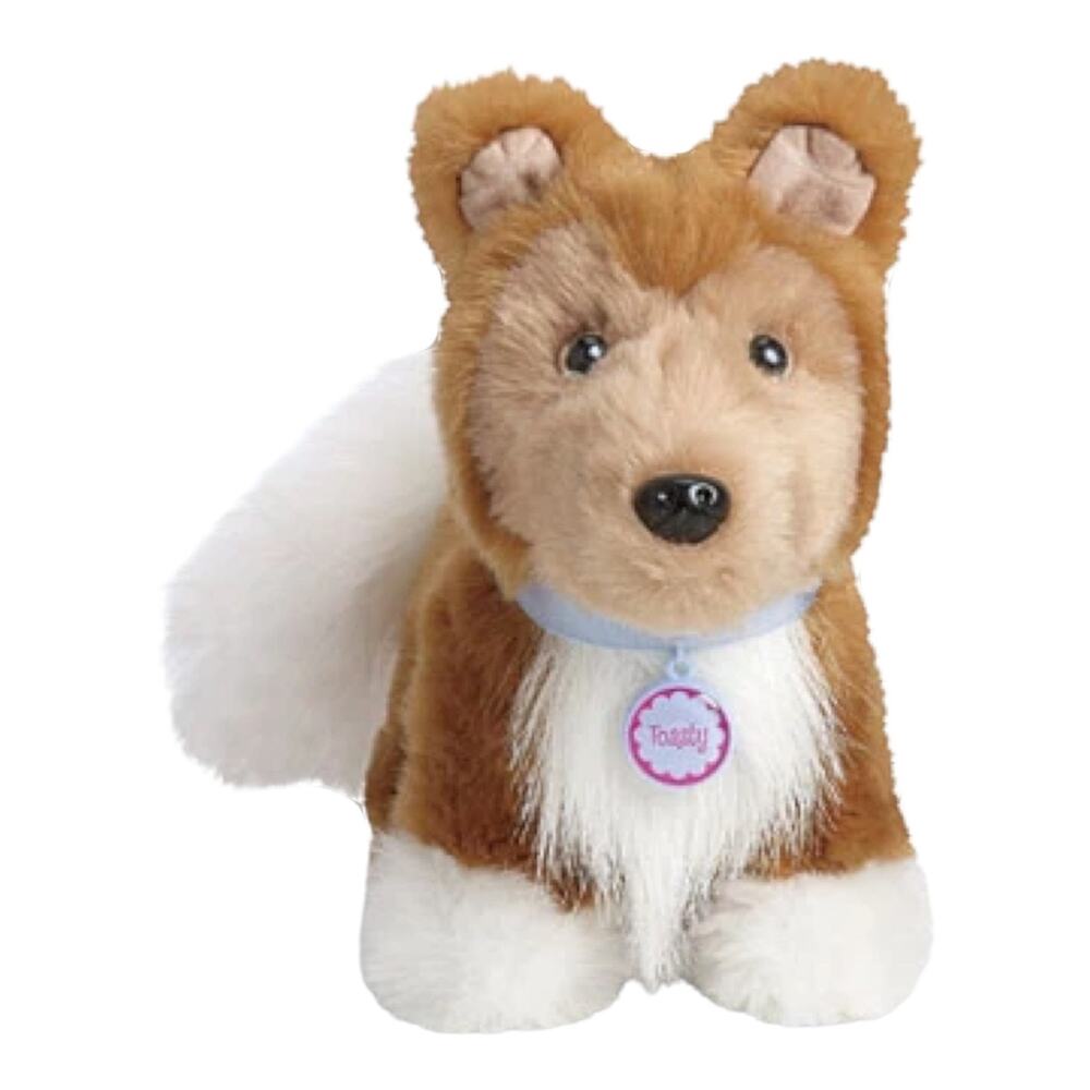 American Girl Brand TOASTY PUPPY DOG Collie Pet Plush Toy &  Name Collar NWOT